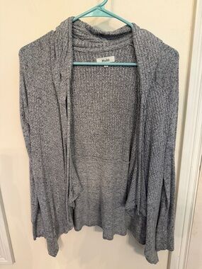 Mudd Heather Gray Draped Open-Front hooded Cardigan
